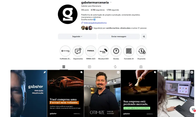Perfil do Instagram Gabster Marcenaria