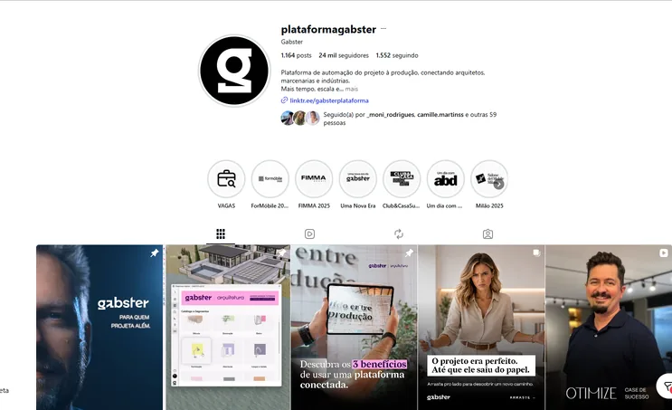 Perfil do Instagram Plataforma Gabster